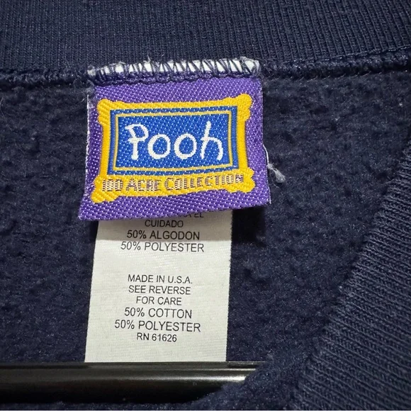 90s vintage Disney Pooh Embroidered Navy womens Sweatshirt - Picture 3 of 4